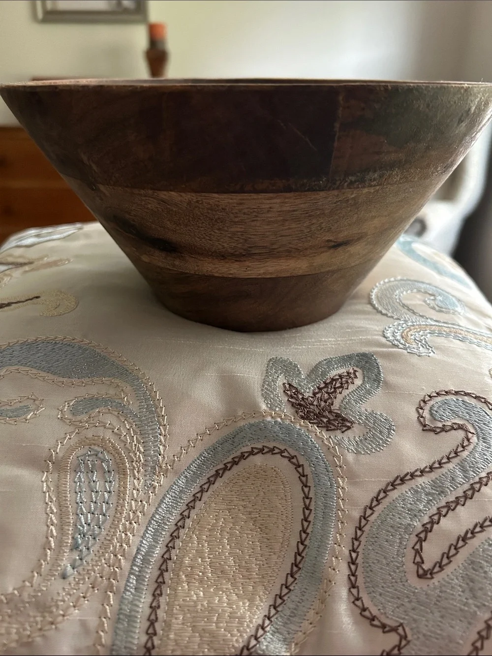 Set of Two Rustic Wooden Decorative Bowls - Dark Brown